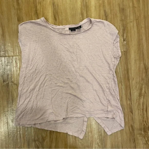 Tahari women’s Sleeveless Rose Pink Linen Top With Angled Buttons On Back, XL - Picture 5 of 7